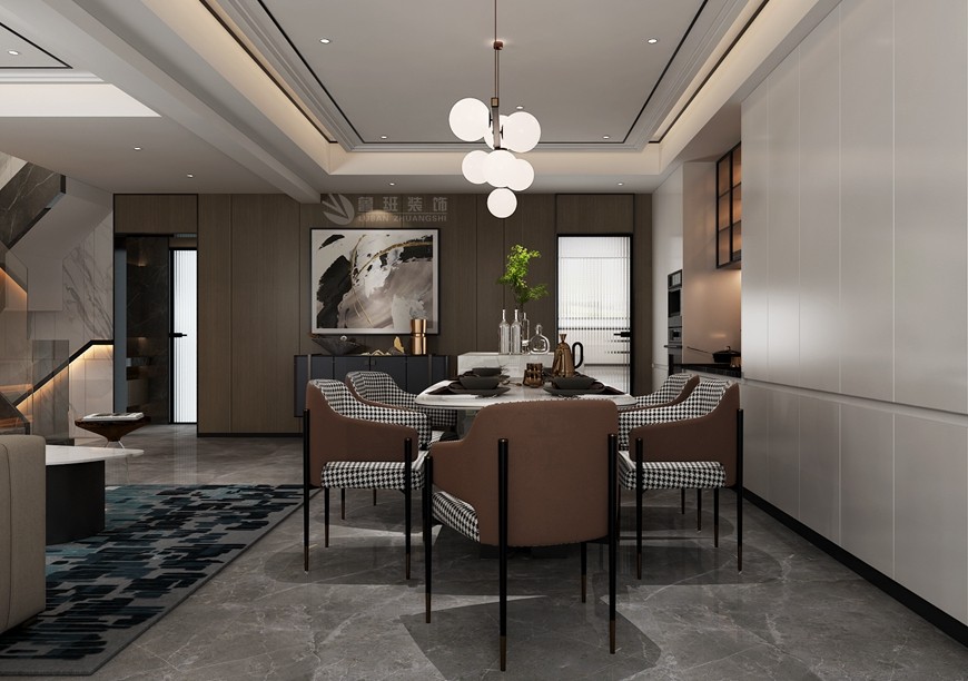 湖(hú)光山(shān)色下疊200平米現代東方風格餐廳