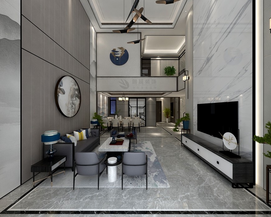 西安(ān)魯班裝(zhuāng)飾禦河上院300平米别墅新(xīn)中(zhōng)式設計客餐廳設計 西安(ān)魯班裝(zhuāng)飾禦河上院300平米别墅新(xīn)中(zhōng)式設計客餐廳設計