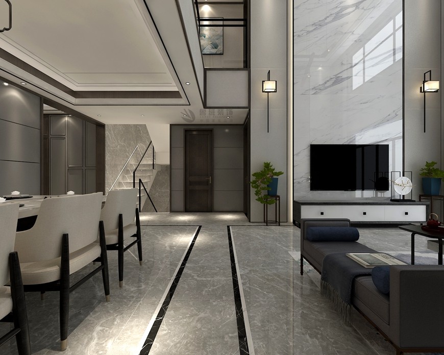 西安(ān)魯班裝(zhuāng)飾禦河上院300平米别墅新(xīn)中(zhōng)式設計過道設計 西安(ān)魯班裝(zhuāng)飾禦河上院300平米别墅新(xīn)中(zhōng)式設計過道設計