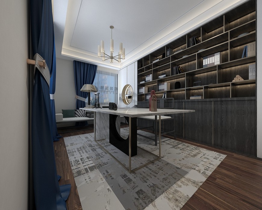 西安(ān)魯班裝(zhuāng)飾禦河上院300平米别墅新(xīn)中(zhōng)式設計書房設計 西安(ān)魯班裝(zhuāng)飾禦河上院300平米别墅新(xīn)中(zhōng)式設計書房設計