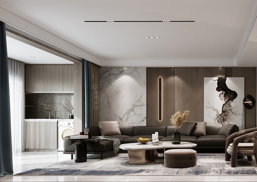 華清學(xué)府城底躍300平米現代簡約風格沙發背景牆