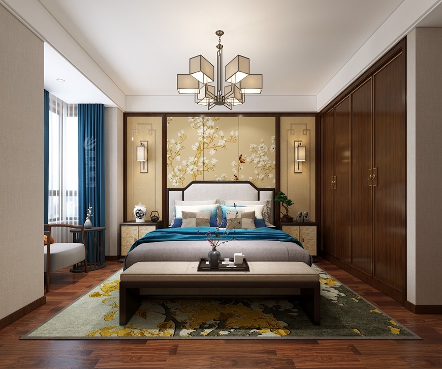 華清學(xué)府城四居室149平米新(xīn)中(zhōng)式風格卧室