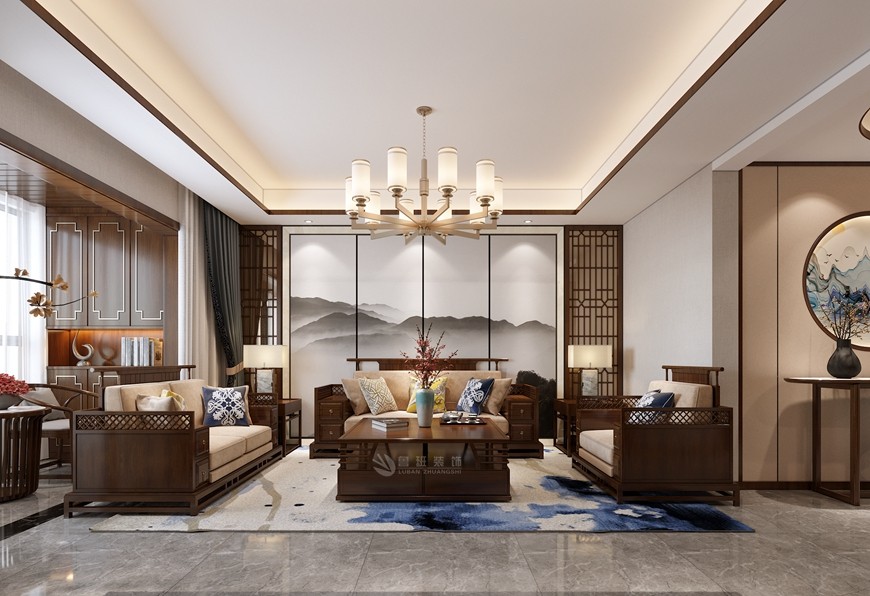 華清學(xué)府城四居室149平米新(xīn)中(zhōng)式風格沙發背景牆