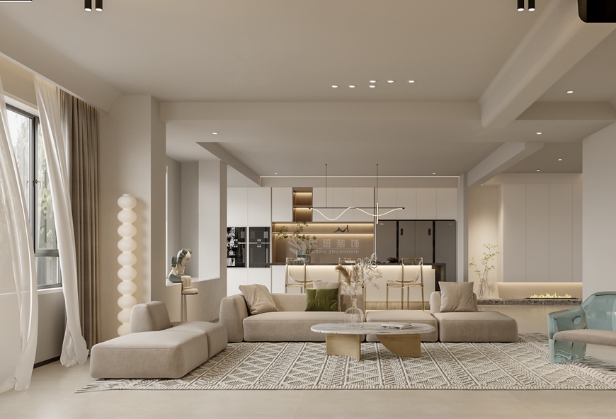 藍光公(gōng)園華府頂躍275平米現代極簡風格客廳