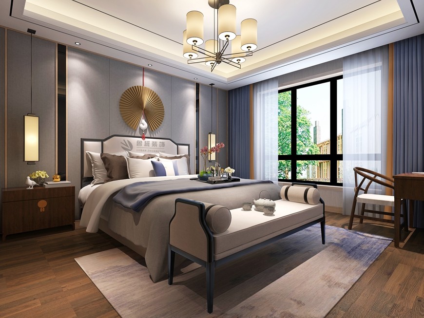 金地西沣公(gōng)元三居室160平米新(xīn)中(zhōng)式風格卧室