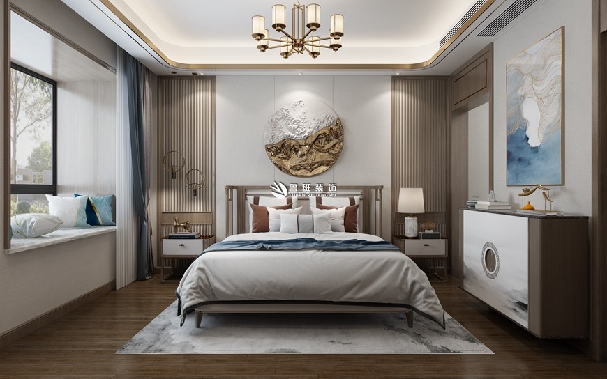 魯班裝(zhuāng)飾|一城江山(shān)400平米新(xīn)中(zhōng)式,跟随内心,活出精(jīng)緻與品味主卧背景牆效果圖設計 魯班裝(zhuāng)飾|一城江山(shān)400平米新(xīn)中(zhōng)式,跟随内心,活出精(jīng)緻與品味主卧背景牆效果圖設計