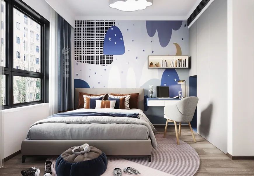 魯班裝(zhuāng)飾群賢道九号140平米現代簡約溫馨風格——兒童房效果圖設計