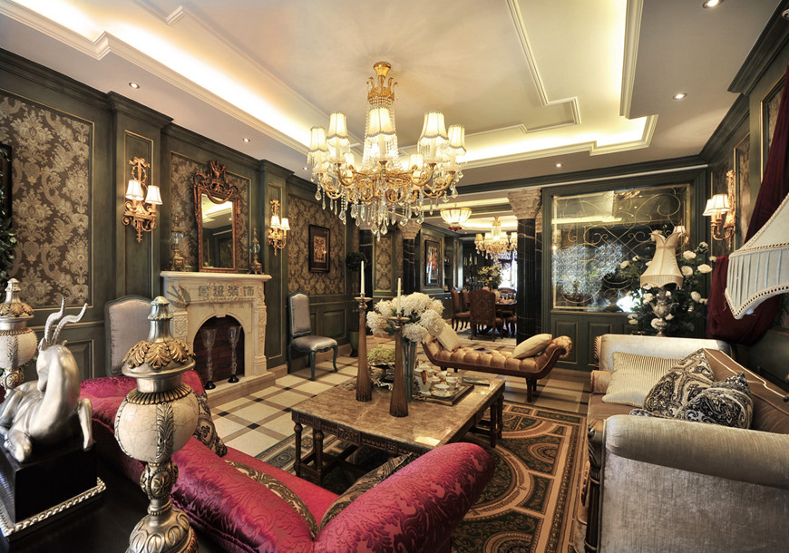 曲江公(gōng)館美式200平米四居室李建明主筆(bǐ)——電(diàn)視背景牆設計實景圖