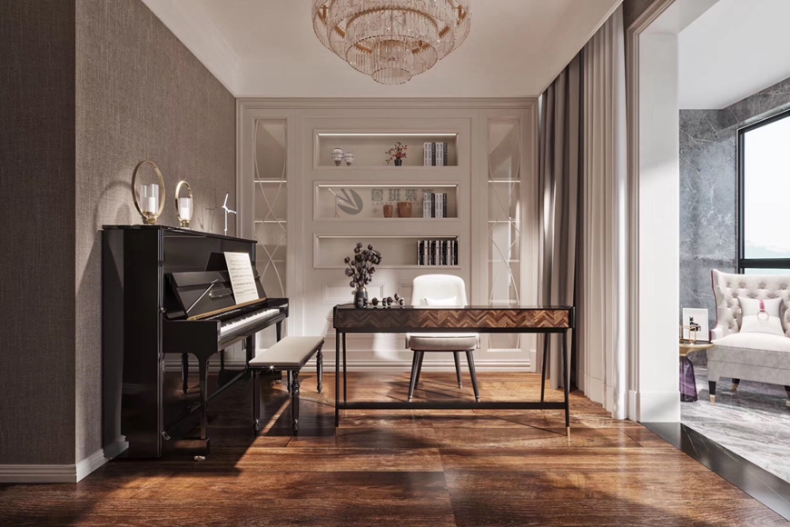 西安(ān)魯班裝(zhuāng)飾出品金地西沣公(gōng)元160平米四居室現代輕奢張巍設計師主筆(bǐ)——書房設計效果圖