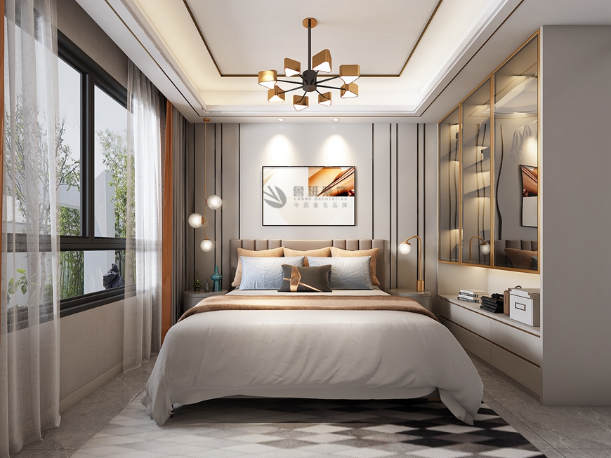 西安(ān)魯班裝(zhuāng)飾出品科(kē)為(wèi)城墅172平米四居室現代輕奢風格設計楊立邦設計師主筆(bǐ)——客卧設計效果圖