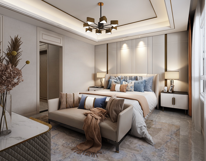 西安(ān)魯班裝(zhuāng)飾出品科(kē)為(wèi)城墅172平米四居室現代輕奢風格設計楊立邦設計師主筆(bǐ)——次卧設計效果圖